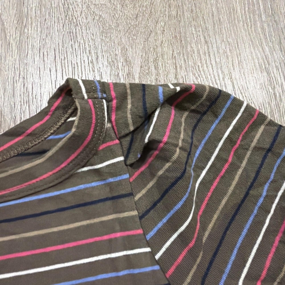 78 & Sunny Seabreeze Boat Neck Puff Sleeve Tee in Truffle Multi Stripe L NWT - Picture 4 of 9
